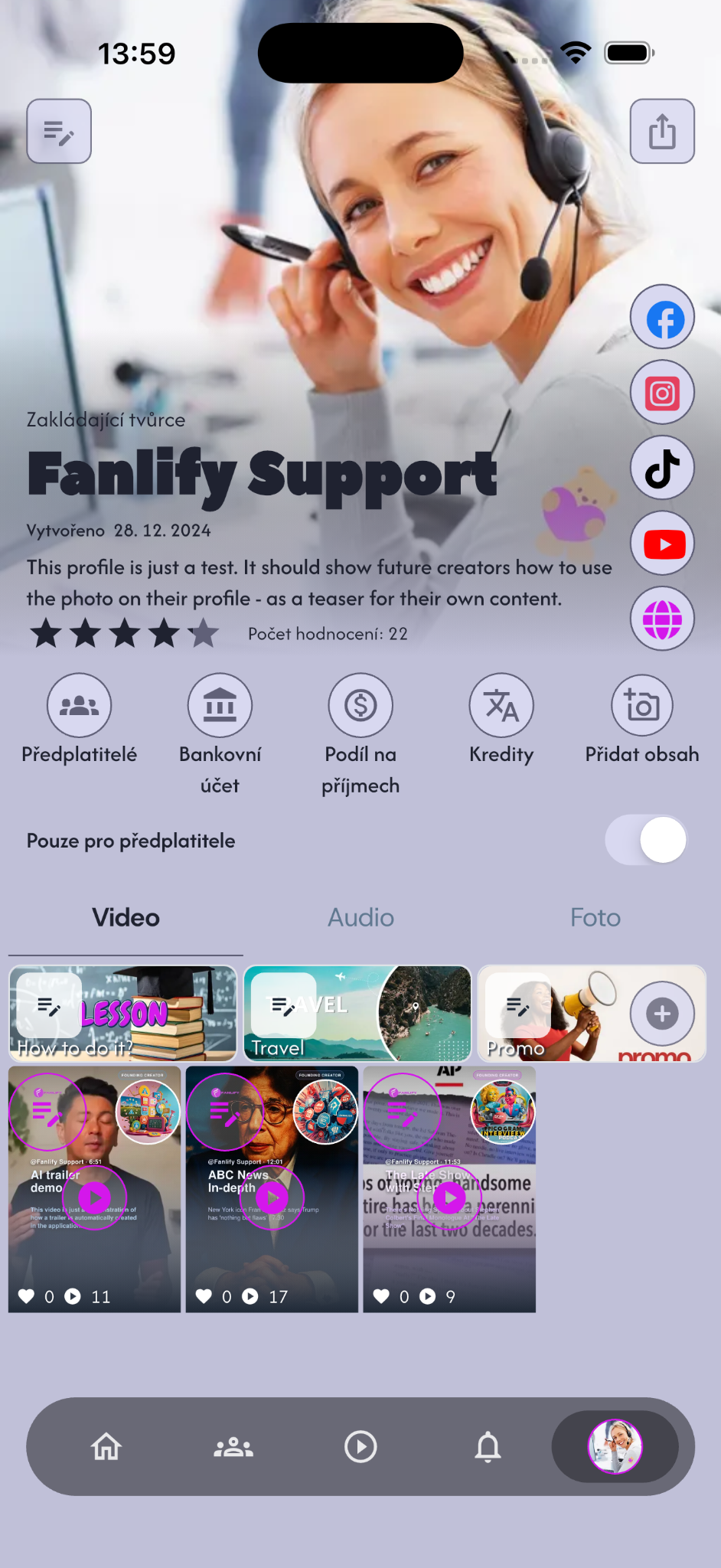 Creator tools in Fanlify